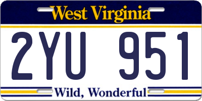 WV license plate 2YU951