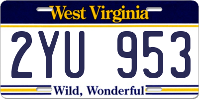 WV license plate 2YU953