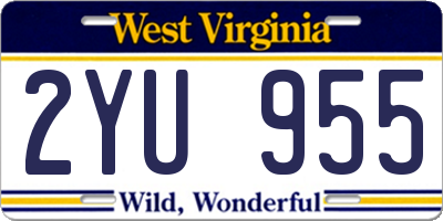WV license plate 2YU955