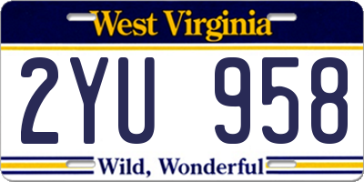 WV license plate 2YU958