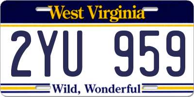 WV license plate 2YU959