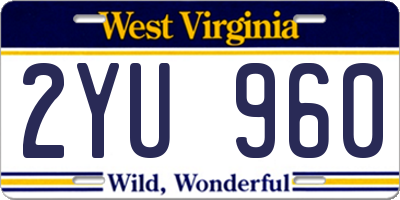 WV license plate 2YU960