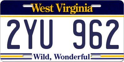 WV license plate 2YU962