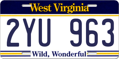 WV license plate 2YU963