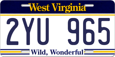 WV license plate 2YU965