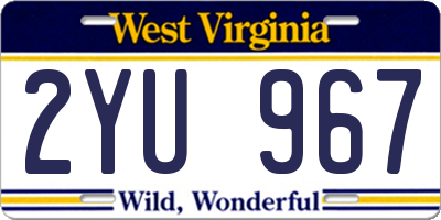 WV license plate 2YU967