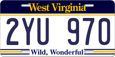 WV license plate 2YU970
