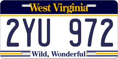 WV license plate 2YU972
