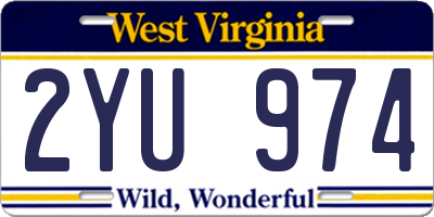 WV license plate 2YU974