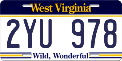 WV license plate 2YU978