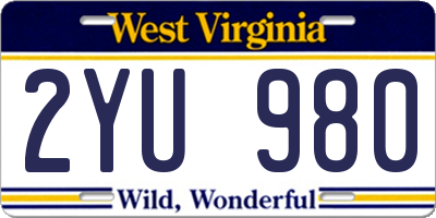 WV license plate 2YU980