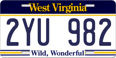 WV license plate 2YU982