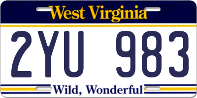 WV license plate 2YU983