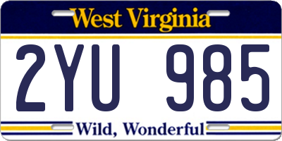WV license plate 2YU985