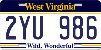 WV license plate 2YU986