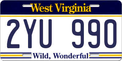 WV license plate 2YU990