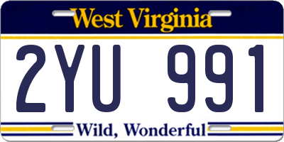 WV license plate 2YU991