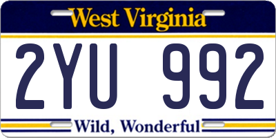 WV license plate 2YU992