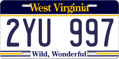 WV license plate 2YU997