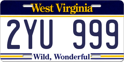 WV license plate 2YU999