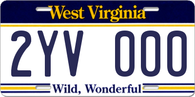 WV license plate 2YV000