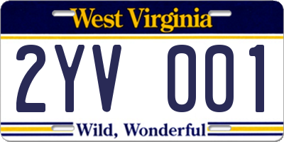 WV license plate 2YV001
