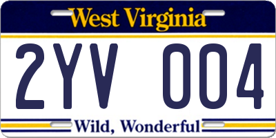 WV license plate 2YV004