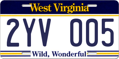 WV license plate 2YV005