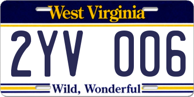 WV license plate 2YV006