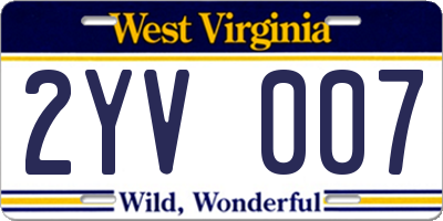 WV license plate 2YV007