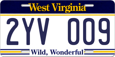 WV license plate 2YV009