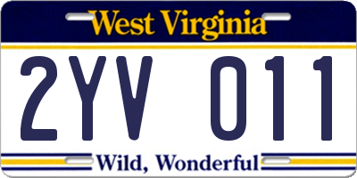WV license plate 2YV011