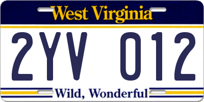 WV license plate 2YV012