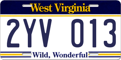 WV license plate 2YV013