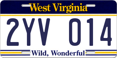 WV license plate 2YV014