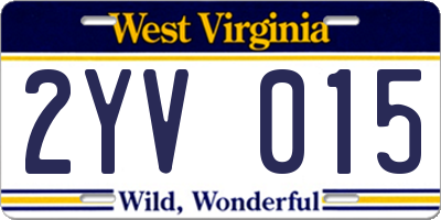 WV license plate 2YV015