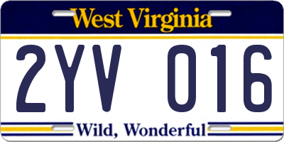 WV license plate 2YV016