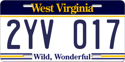 WV license plate 2YV017