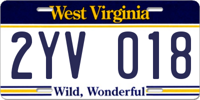 WV license plate 2YV018