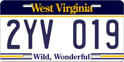 WV license plate 2YV019