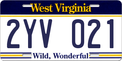 WV license plate 2YV021
