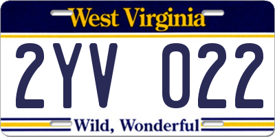 WV license plate 2YV022