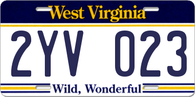 WV license plate 2YV023