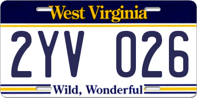 WV license plate 2YV026
