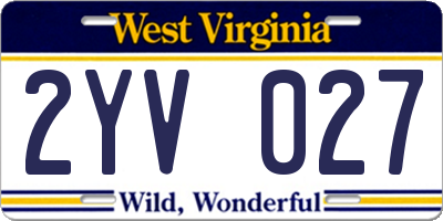 WV license plate 2YV027