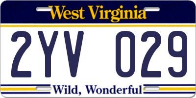WV license plate 2YV029