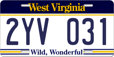 WV license plate 2YV031