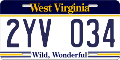 WV license plate 2YV034