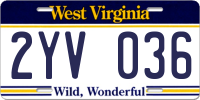 WV license plate 2YV036