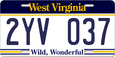 WV license plate 2YV037